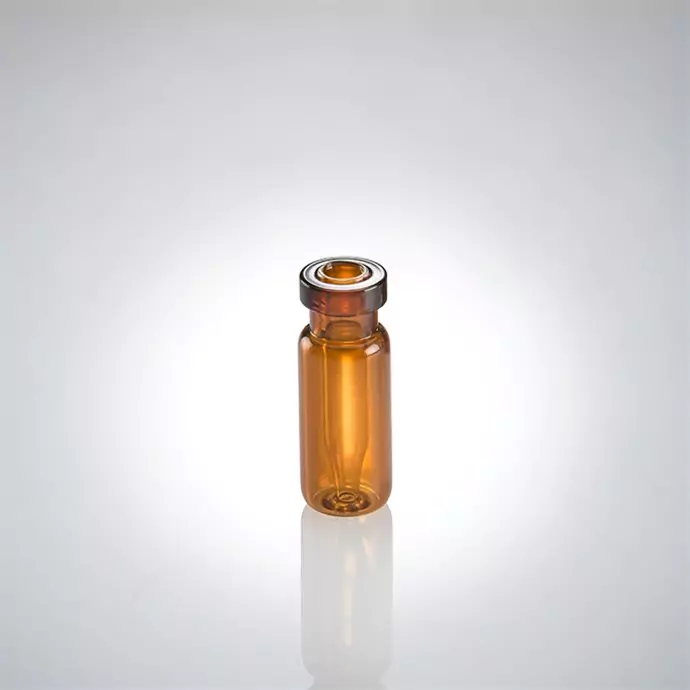 300ul Amber glass crimp top fused insert vial with label, 12x32mm